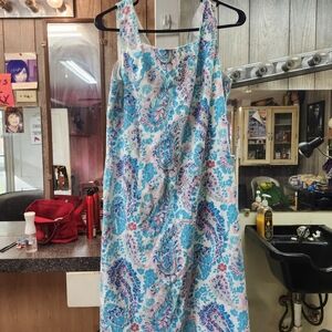 Talbots Blue and Pink Floral Dress